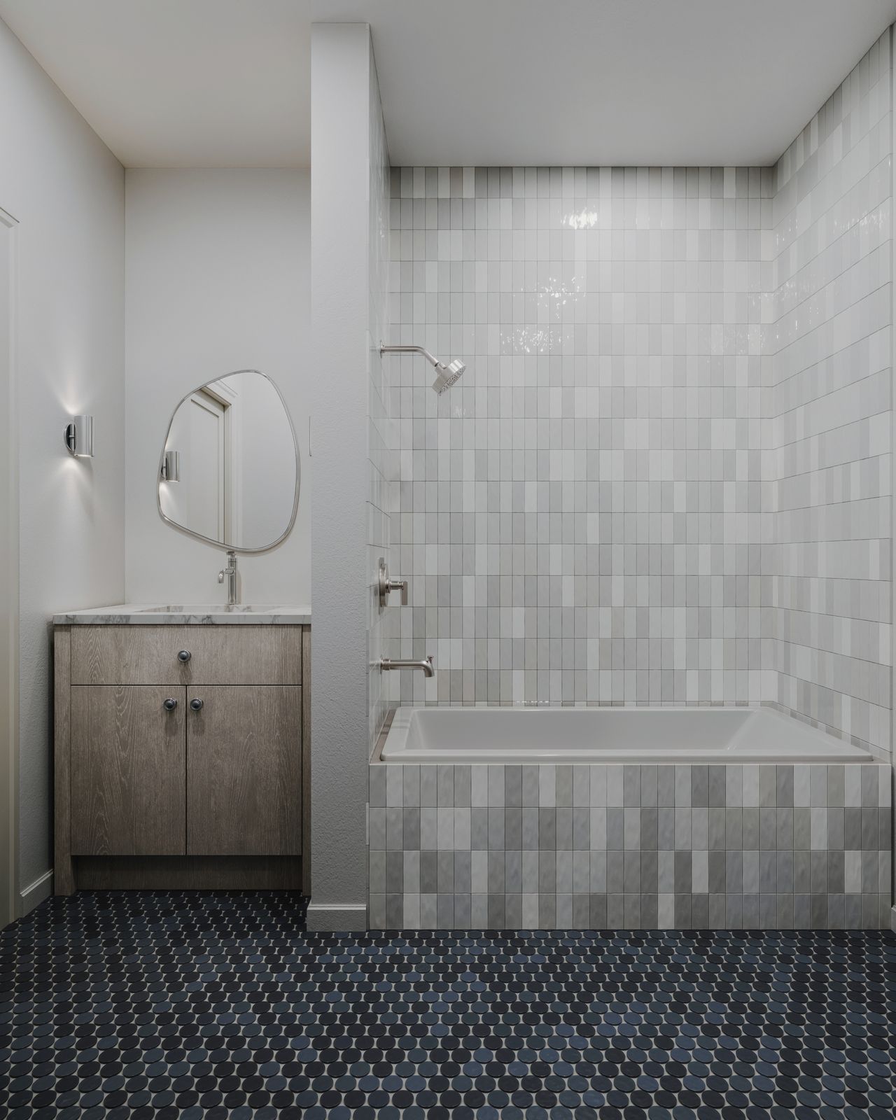 Bath with soaking tub